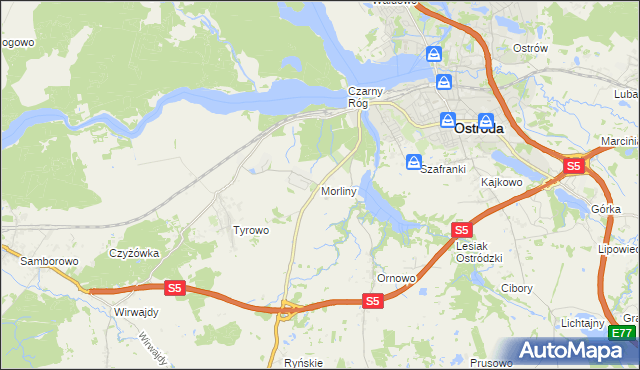 mapa Morliny, Morliny na mapie Targeo