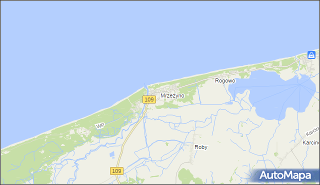 mapa Mrzeżyno, Mrzeżyno na mapie Targeo