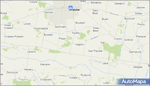 mapa Nagórki gmina Grabów, Nagórki gmina Grabów na mapie Targeo