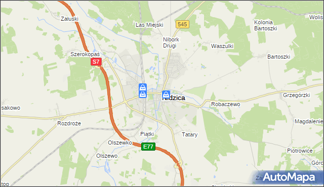 mapa Nidzica, Nidzica na mapie Targeo