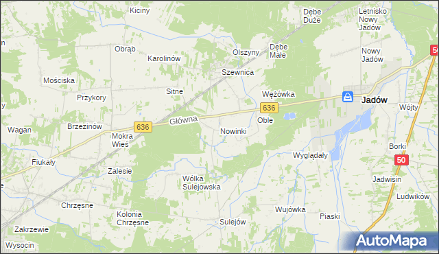 mapa Nowinki gmina Jadów, Nowinki gmina Jadów na mapie Targeo