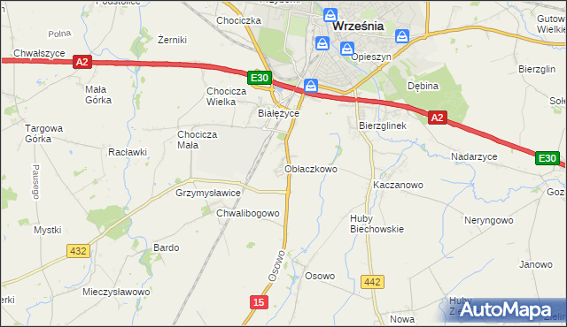 mapa Obłaczkowo, Obłaczkowo na mapie Targeo