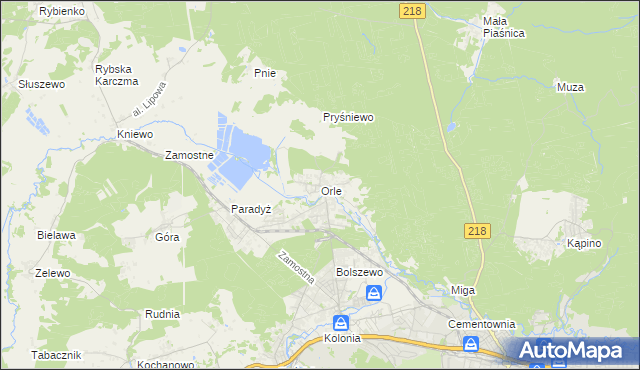 mapa Orle gmina Wejherowo, Orle gmina Wejherowo na mapie Targeo