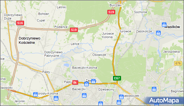 mapa Osowicze, Osowicze na mapie Targeo