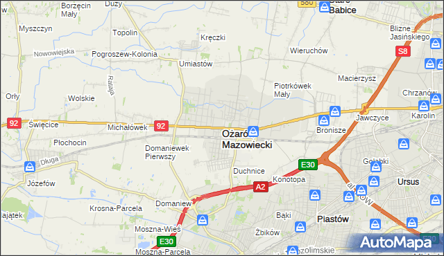 mapa Ożarów Mazowiecki, Ożarów Mazowiecki na mapie Targeo