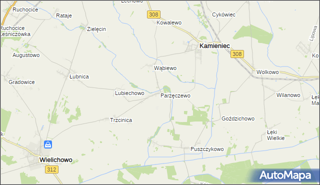 mapa Parzęczewo, Parzęczewo na mapie Targeo