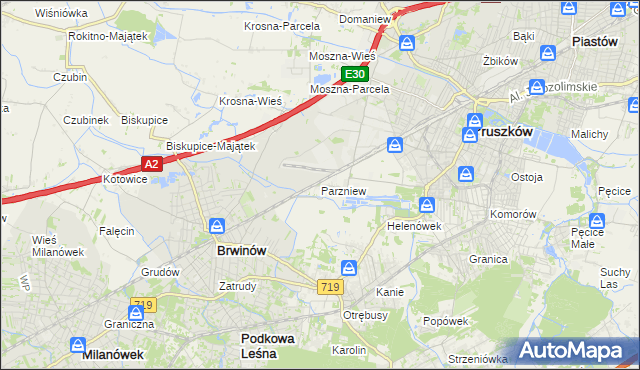 mapa Parzniew, Parzniew na mapie Targeo