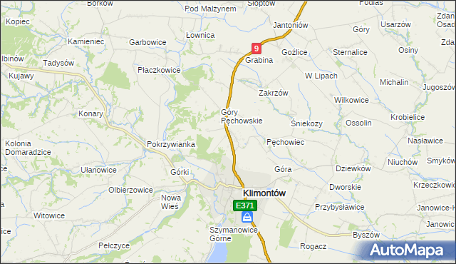 mapa Pęchów, Pęchów na mapie Targeo