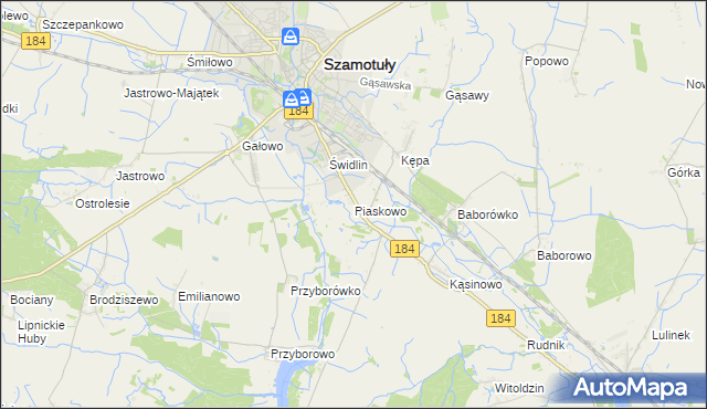 mapa Piaskowo gmina Szamotuły, Piaskowo gmina Szamotuły na mapie Targeo