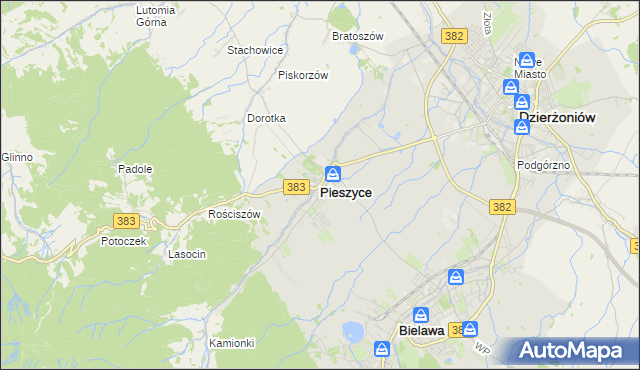 mapa Pieszyce, Pieszyce na mapie Targeo