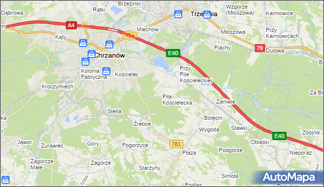 mapa Piła Kościelecka, Piła Kościelecka na mapie Targeo