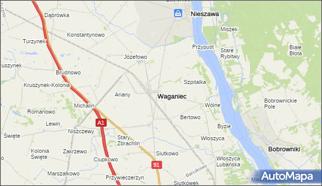 mapa Plebanka gmina Waganiec, Plebanka gmina Waganiec na mapie Targeo