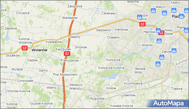 mapa Podkończyce, Podkończyce na mapie Targeo