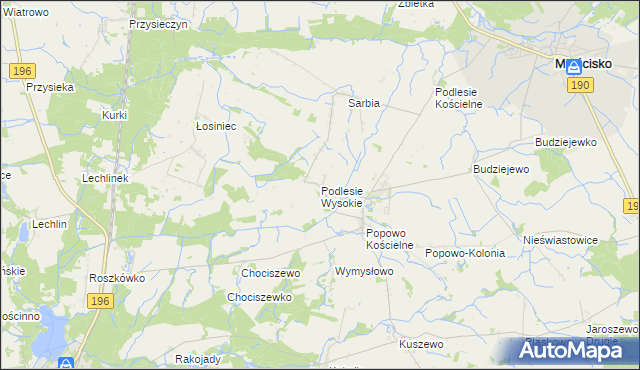 mapa Podlesie Wysokie, Podlesie Wysokie na mapie Targeo