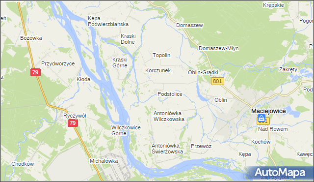 mapa Podstolice gmina Maciejowice, Podstolice gmina Maciejowice na mapie Targeo