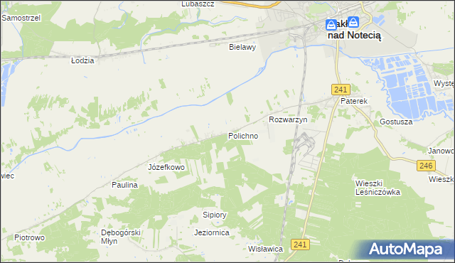 mapa Polichno gmina Nakło nad Notecią, Polichno gmina Nakło nad Notecią na mapie Targeo