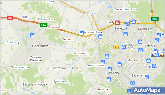 mapa Porosły, Porosły na mapie Targeo