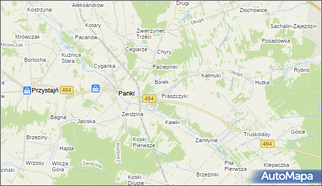 mapa Praszczyki, Praszczyki na mapie Targeo