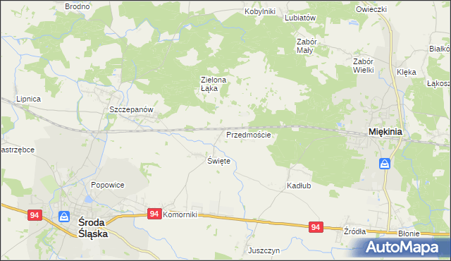 mapa Przedmoście gmina Środa Śląska, Przedmoście gmina Środa Śląska na mapie Targeo