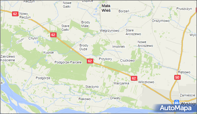mapa Przykory gmina Mała Wieś, Przykory gmina Mała Wieś na mapie Targeo