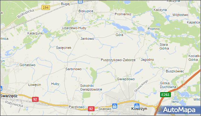 mapa Puszczykowo-Zaborze, Puszczykowo-Zaborze na mapie Targeo