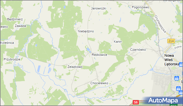 mapa Redkowice, Redkowice na mapie Targeo