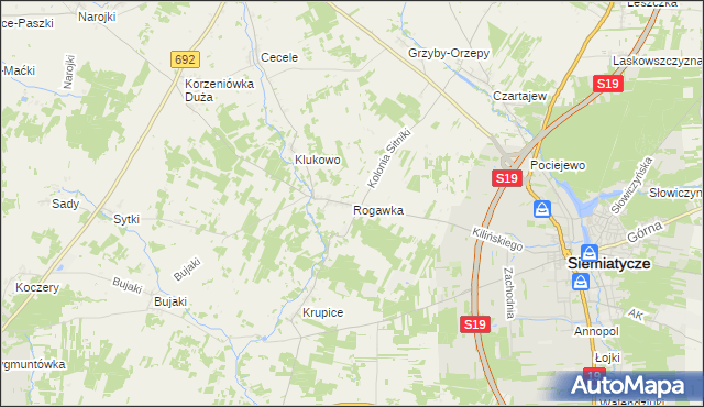 mapa Rogawka, Rogawka na mapie Targeo