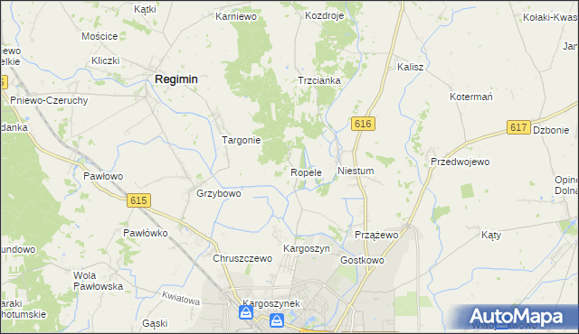 mapa Ropele, Ropele na mapie Targeo