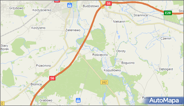 mapa Rościęcino, Rościęcino na mapie Targeo