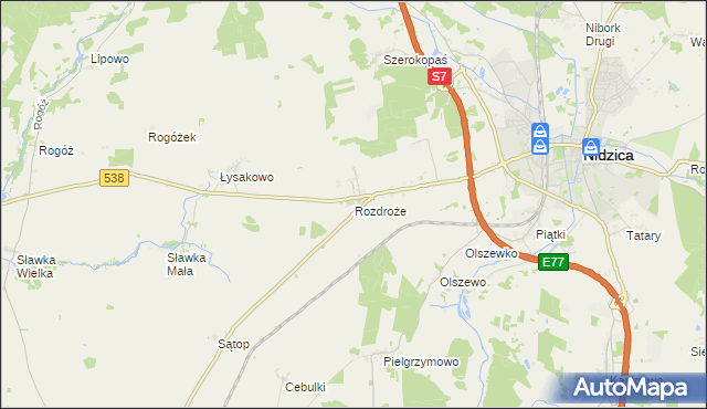 mapa Rozdroże, Rozdroże na mapie Targeo
