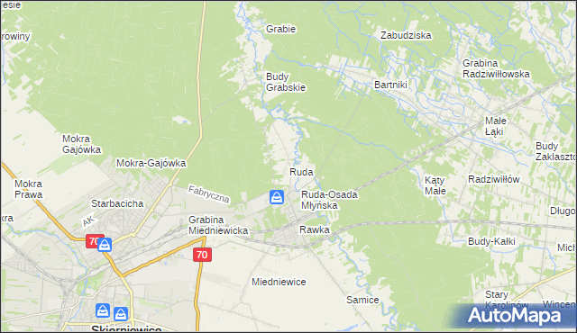 mapa Ruda gmina Skierniewice, Ruda gmina Skierniewice na mapie Targeo