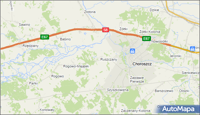 mapa Ruszczany, Ruszczany na mapie Targeo