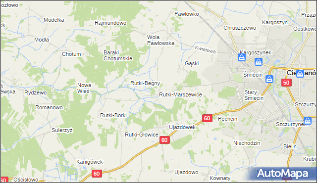 mapa Rutki-Marszewice, Rutki-Marszewice na mapie Targeo