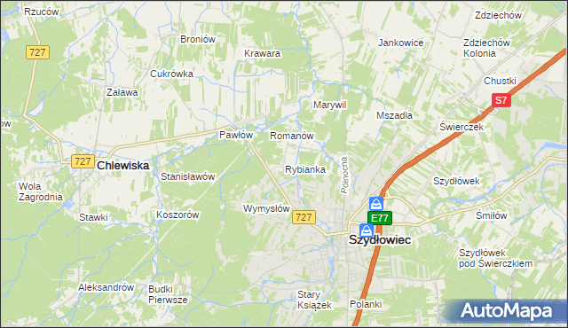 mapa Rybianka, Rybianka na mapie Targeo