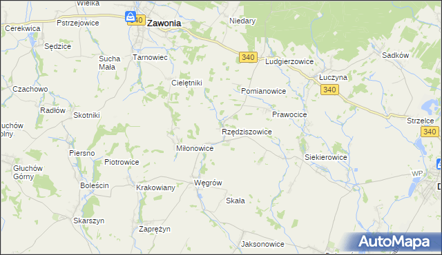 mapa Rzędziszowice, Rzędziszowice na mapie Targeo