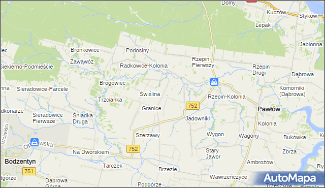 mapa Rzepinek gmina Pawłów, Rzepinek gmina Pawłów na mapie Targeo