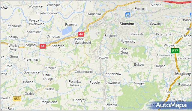 mapa Rzozów, Rzozów na mapie Targeo