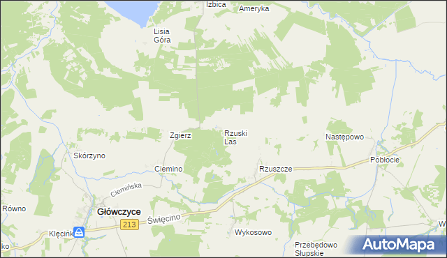 mapa Rzuski Las, Rzuski Las na mapie Targeo