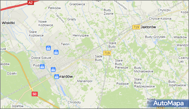 mapa Sade Budy, Sade Budy na mapie Targeo