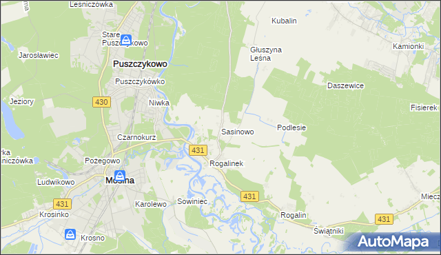mapa Sasinowo, Sasinowo na mapie Targeo