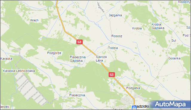 mapa Siarcza Łąka, Siarcza Łąka na mapie Targeo