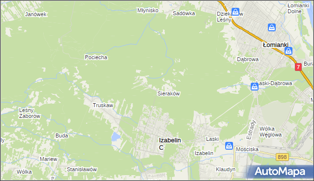 mapa Sieraków gmina Izabelin, Sieraków gmina Izabelin na mapie Targeo