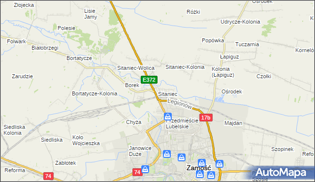 mapa Sitaniec, Sitaniec na mapie Targeo