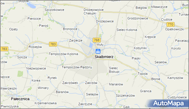 mapa Skalbmierz, Skalbmierz na mapie Targeo