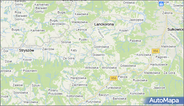mapa Skawinki, Skawinki na mapie Targeo