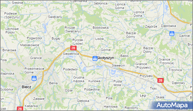 mapa Skołyszyn, Skołyszyn na mapie Targeo