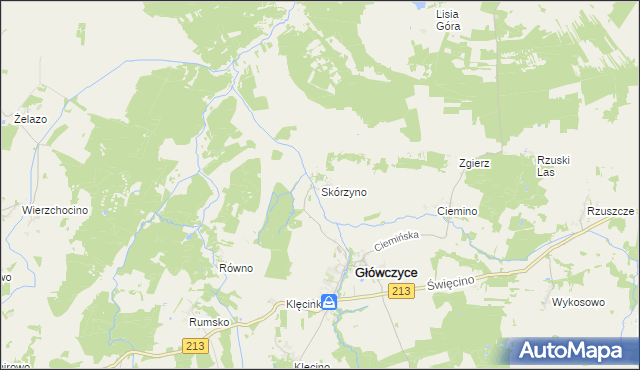 mapa Skórzyno, Skórzyno na mapie Targeo