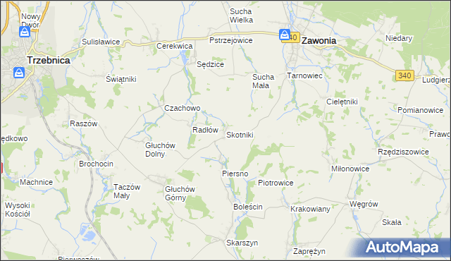 mapa Skotniki gmina Zawonia, Skotniki gmina Zawonia na mapie Targeo