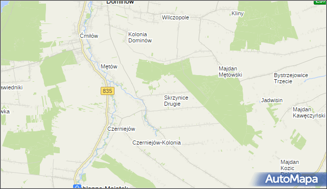 mapa Skrzynice Drugie, Skrzynice Drugie na mapie Targeo