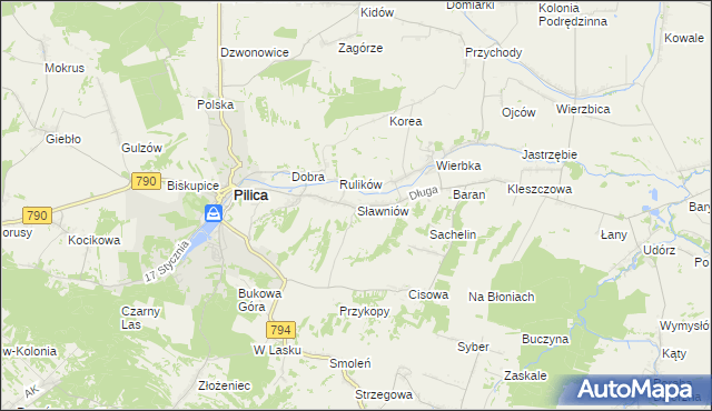 mapa Sławniów, Sławniów na mapie Targeo